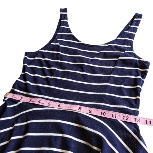 H&M DIVIDED Ladies' Navy Striped Mini Skater Dress - Picture 9 of 10
